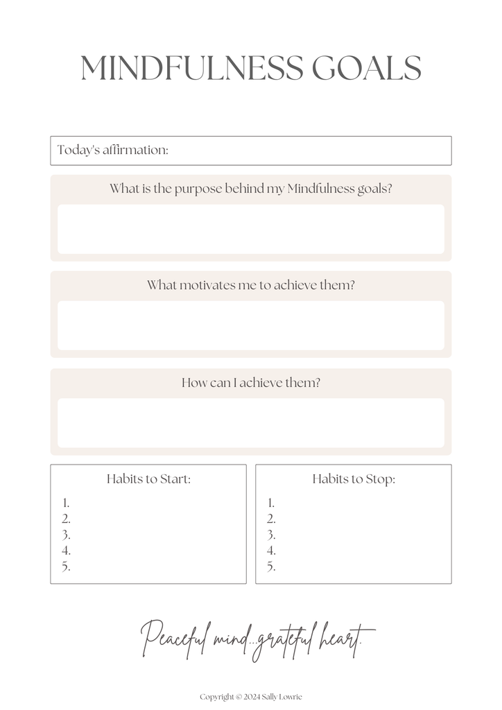 Mindfulness Workbook Journal - Printables